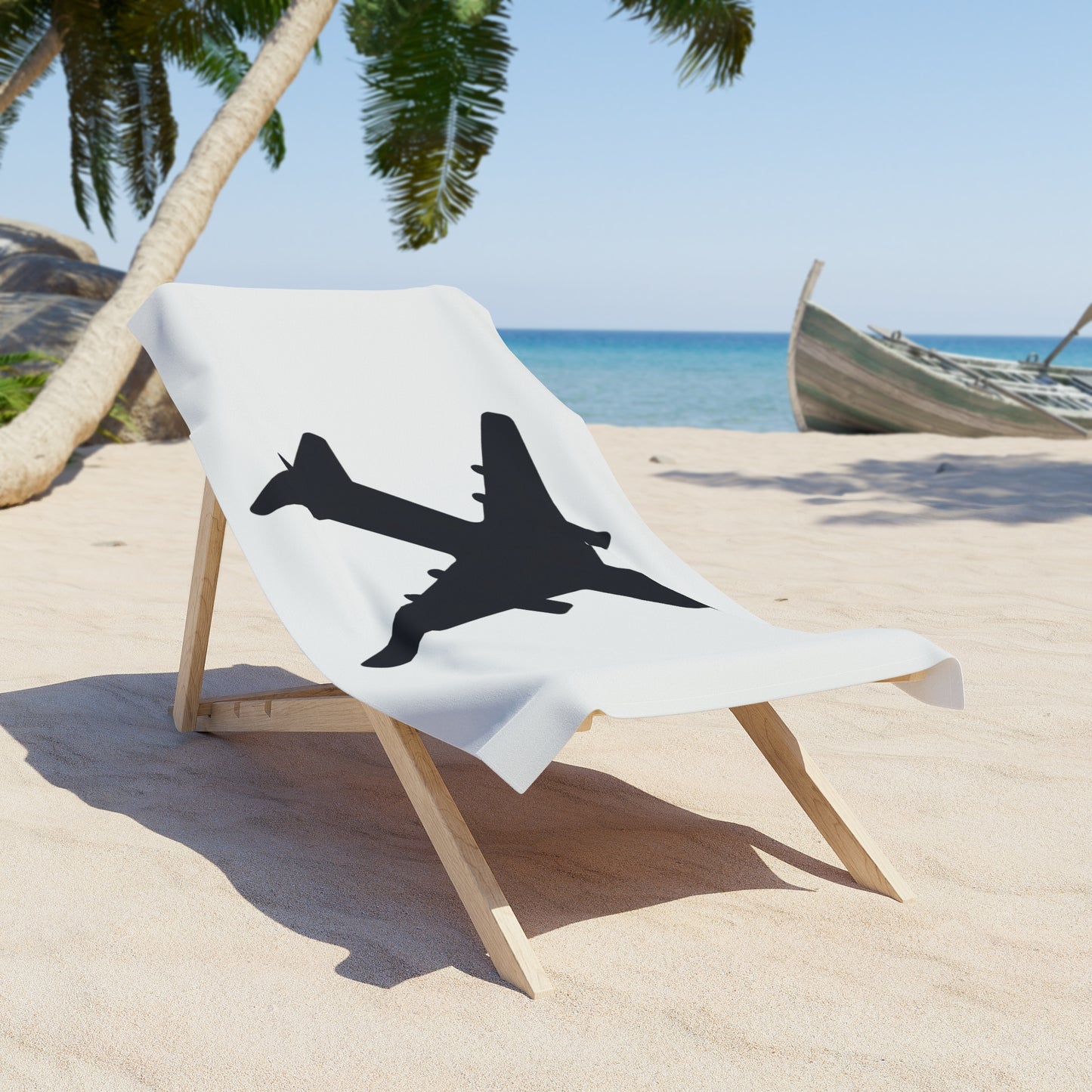 Plane White Beach Towel